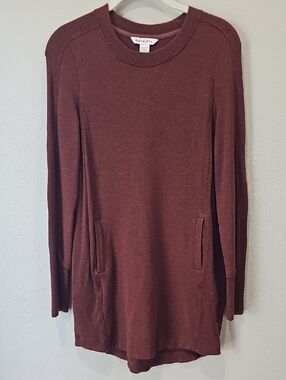 Athleta Maroon Long Sleeve Tunic with Pockets